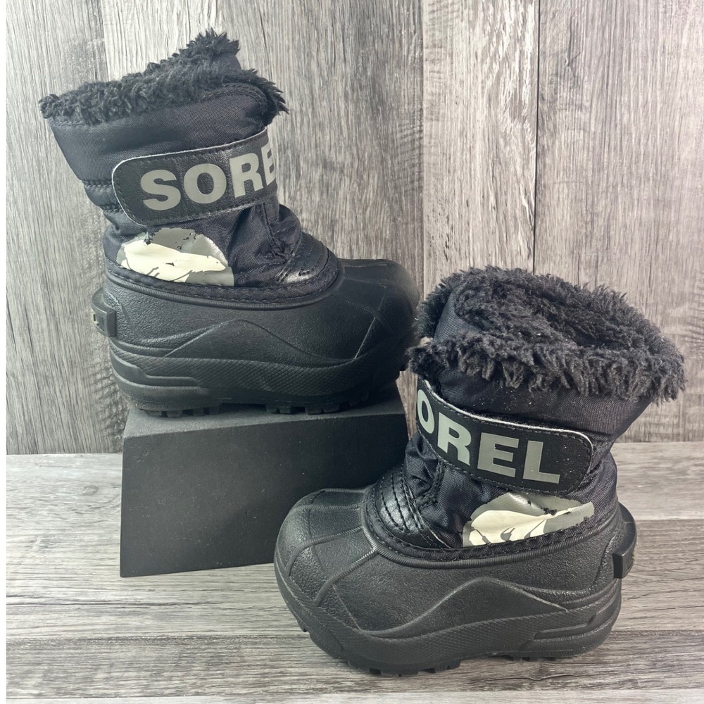 Sorel Toddler Snow Commander Black Waterproof Winter Boots NV1877-010 Size 6